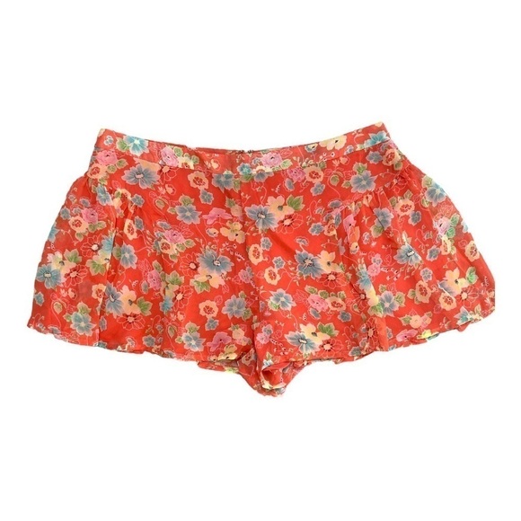 Free People Coral Floral Yoke Flutter Shorts - Picture 6 of 13